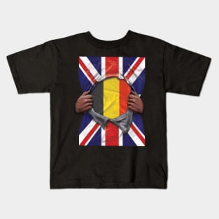 Belgium Flag Great Britain Flag Ripped - Gift for Belgian From Belgium Kids T-Shirt